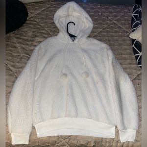 fluffy white hoodie